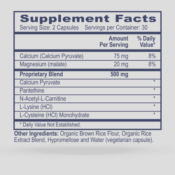 Supplement facts label for ACAT Assist with detailed ingredient list on a white background