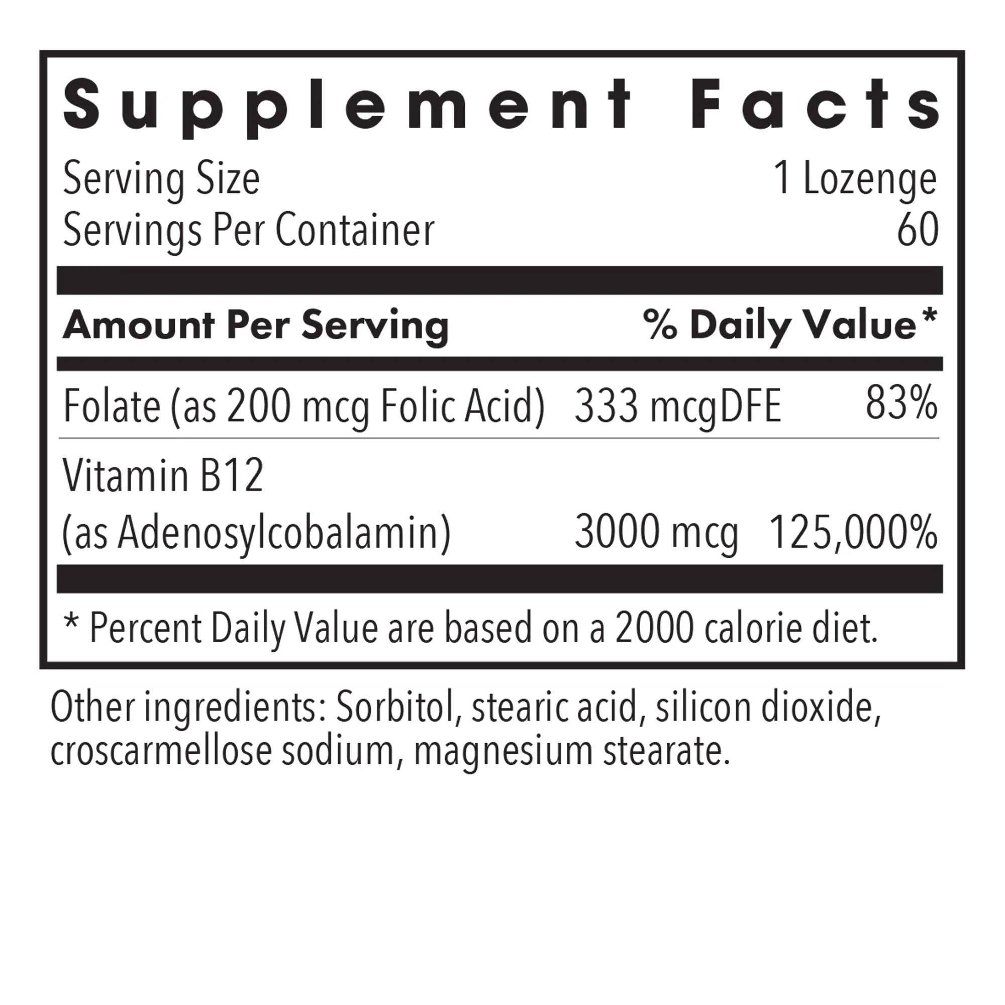 B12 Adenosylcobalamin 3000 mcg with Folate