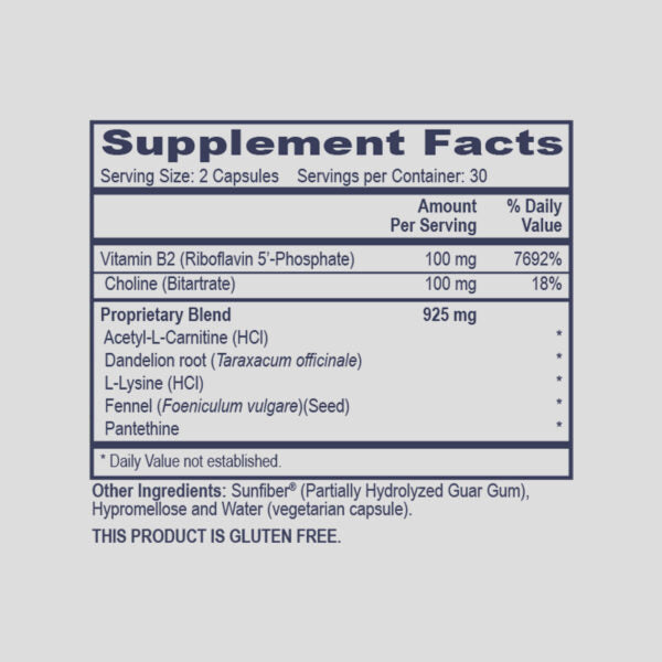 Supplement facts for Fatty Acid Assist supplement label with detailed nutritional information on a light gray background