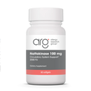 Supplement bottle labeled 'Allergy Research Group Nattokinase 100 mg' on a white background