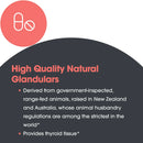 Allergy Research Group high-quality natural glandulars with text and a logo on a dark background.