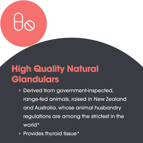 Allergy Research Group high-quality natural glandulars with text and a logo on a dark background.