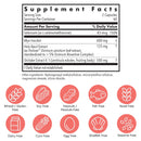 Supplement facts label for Thyroid Zen Defense by Allergy Research Group with icons indicating free-from statuses on a white background