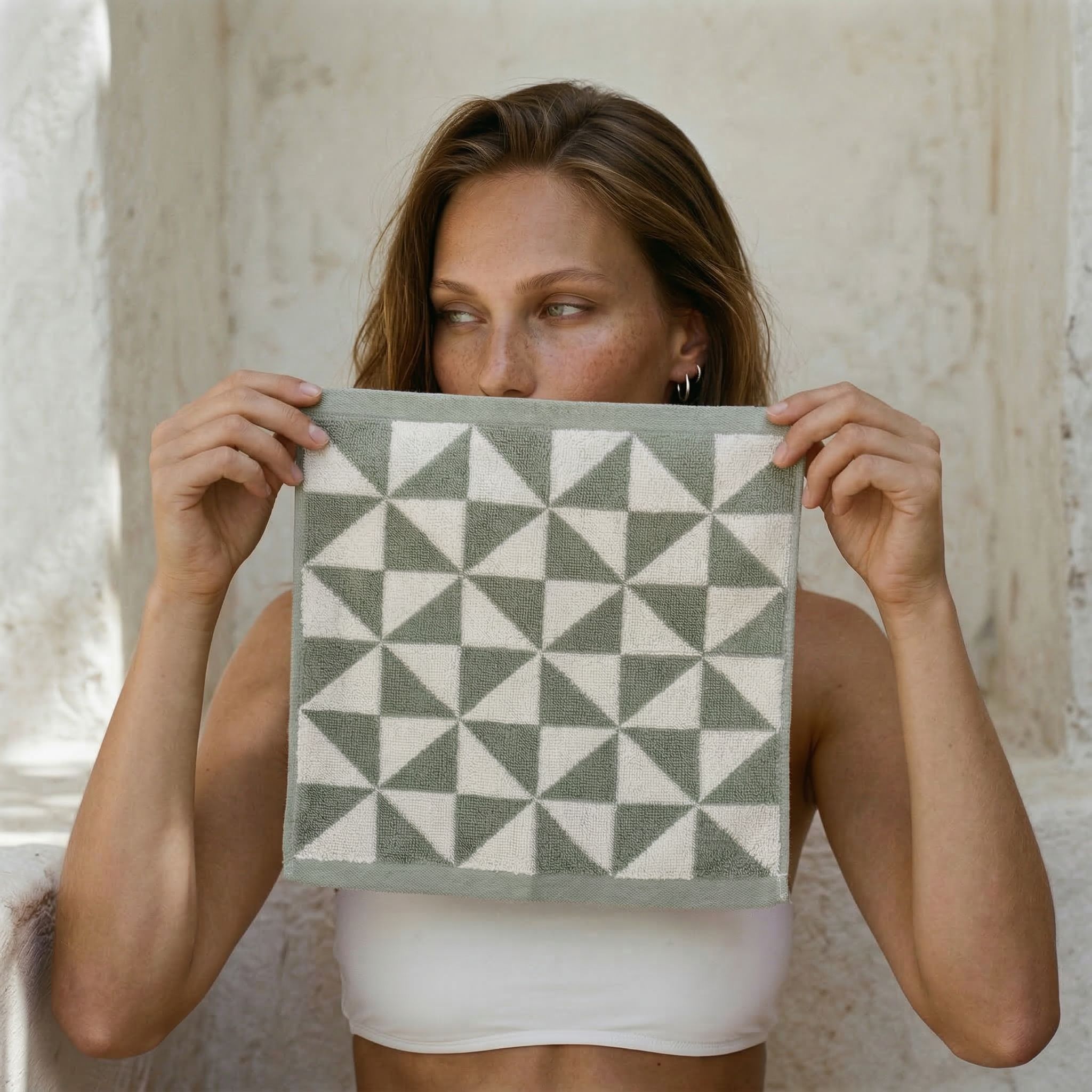 Sage & Ecru / Washcloth (Set of 2)